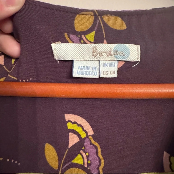 Boden Women’s Glenda Faux Wrap Smart Day Dress - Purple Floral Print 6R - Picture 4 of 6